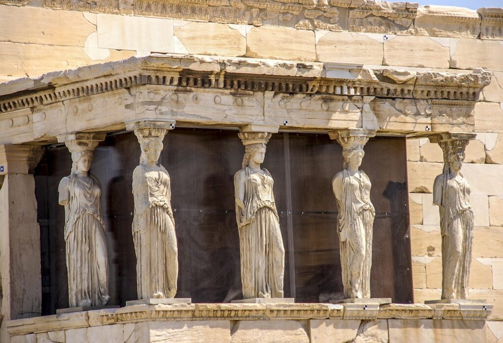 acropolis, athens, caryatids, sculpture, monument, athens, athens, athens, athens, athens