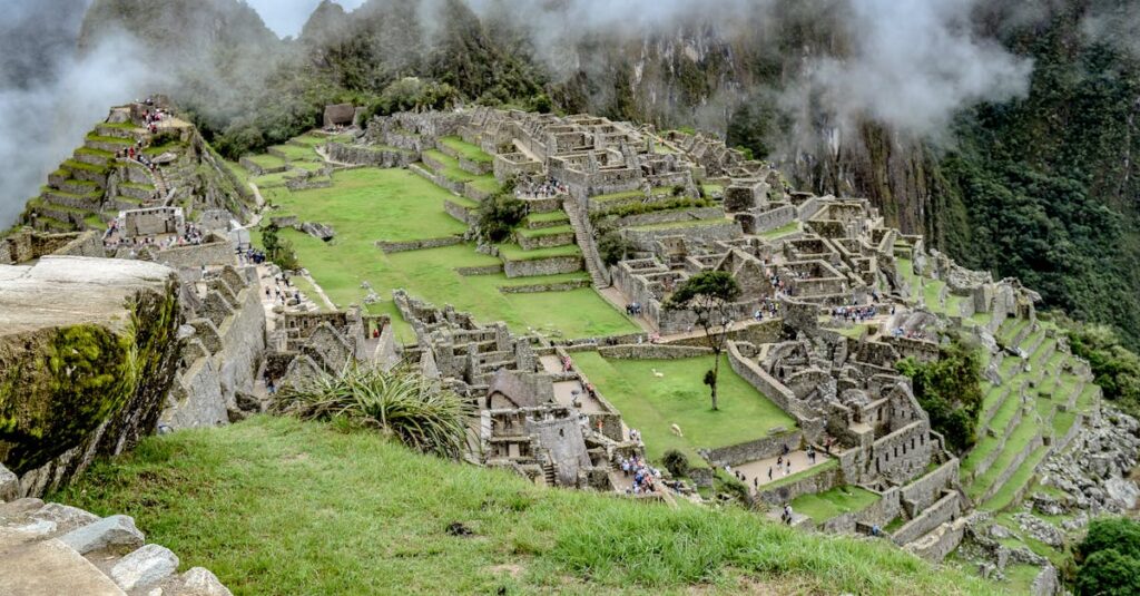 Explore the breathtaking ancient city of Machu Picchu nestled in the Andes mountains of Peru.